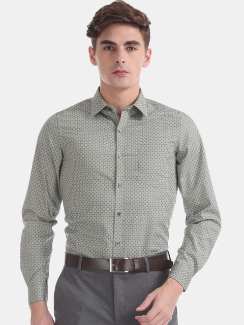 

Excalibur Men Green Super Slim Fit Printed Formal Shirt