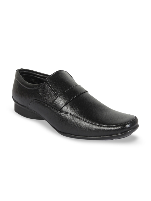 

Vardhra Men Black Textured Formal Slip-Ons