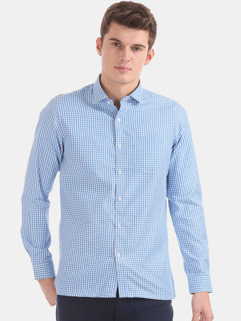 

Excalibur Men Blue & White Regular Fit Checked Casual Shirt