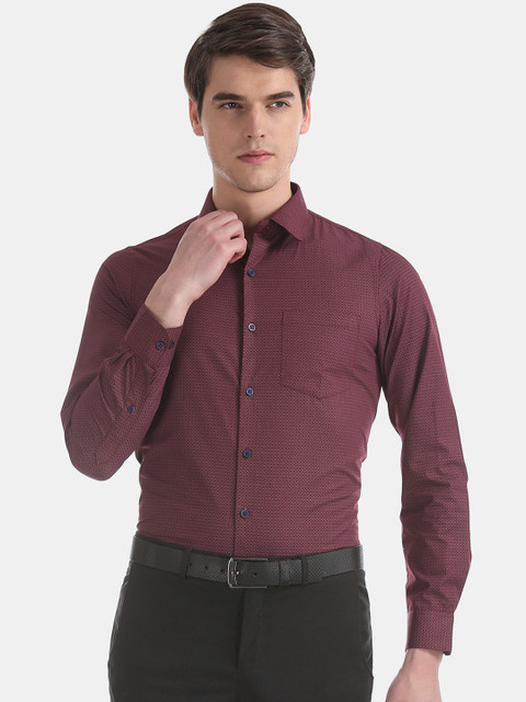 

Excalibur Men Maroon Skinny Fit Printed Formal Shirt