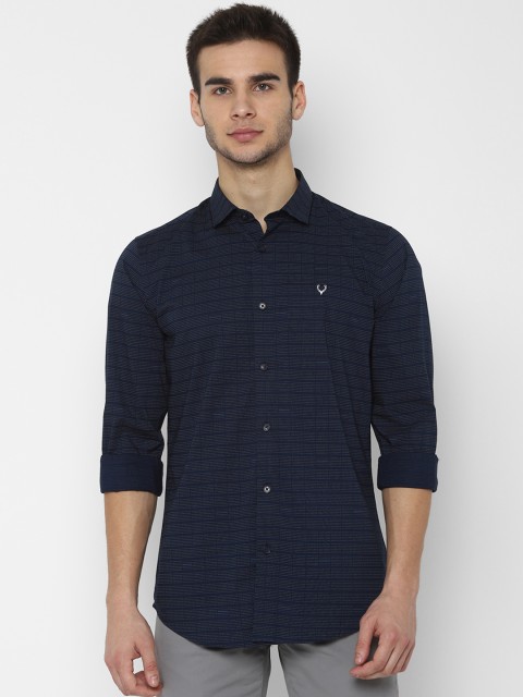 

Allen Solly Men Navy Blue Slim Fit Striped Casual Shirt