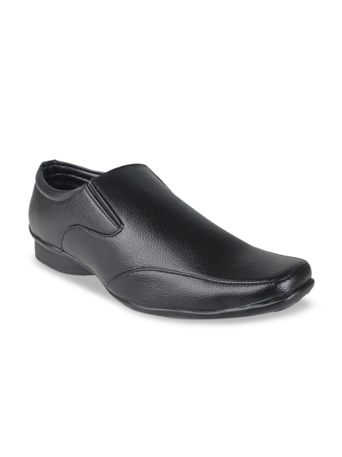 

Vardhra Men Black Solid Leather Formal Slip-Ons