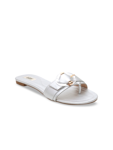 

ROSSO BRUNELLO Women Silver-Toned Embellished Open Toe Flats