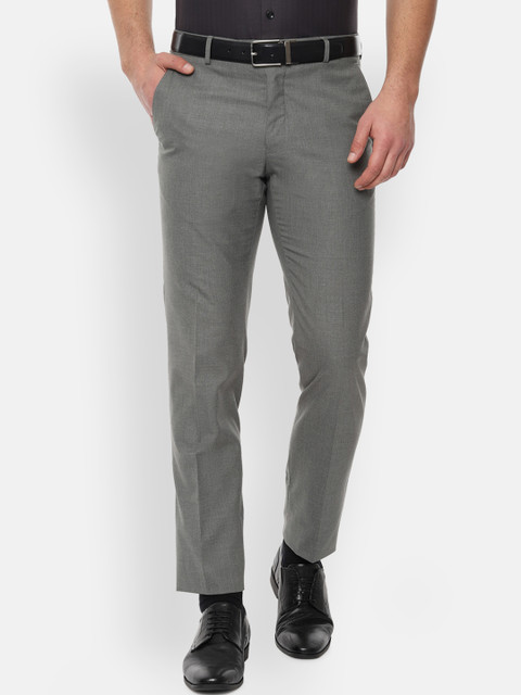 

Van Heusen Men Grey Slim Fit Solid Formal Trousers