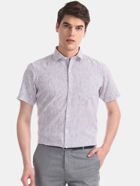 

Excalibur Men Grey & Purple Regular Fit Self Design Formal Shirt