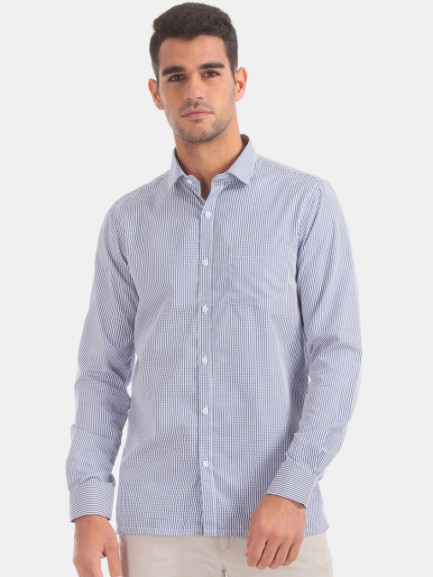 

Excalibur Men Blue & White Regular Fit Checked Formal Shirt