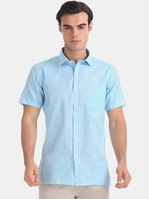 

Excalibur Men Blue Regular Fit Self Design Formal Shirt