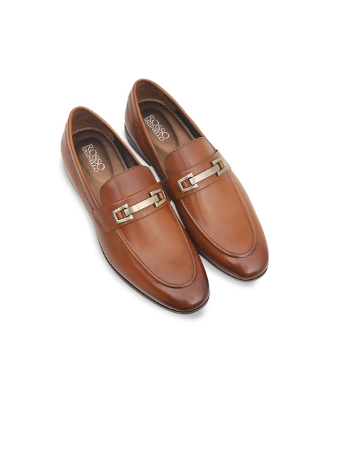 

ROSSO BRUNELLO Men Tan Brown Solid Leather Formal Loafers