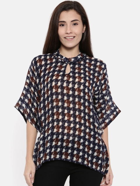 

The Kaftan Company Women Blue Printed A-Line Top
