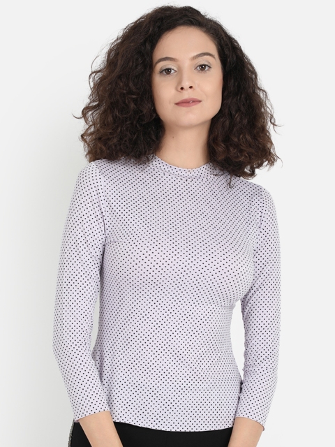 

COVER STORY Women Purple Printed High Neck T-shirt