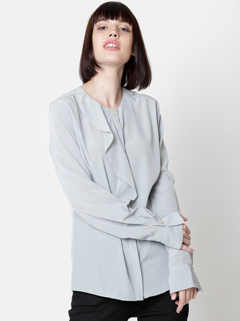 

Double Two Women Blue Solid Top