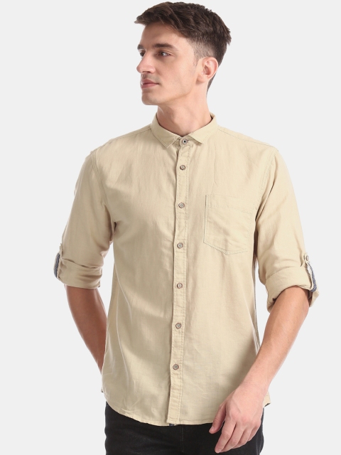

Cherokee Men Beige Regular Fit Solid Casual Shirt