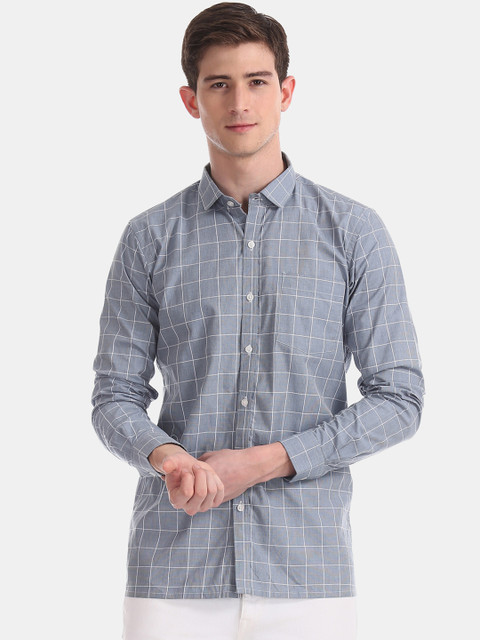 

Excalibur Men Blue Regular Fit Checked Formal Shirt
