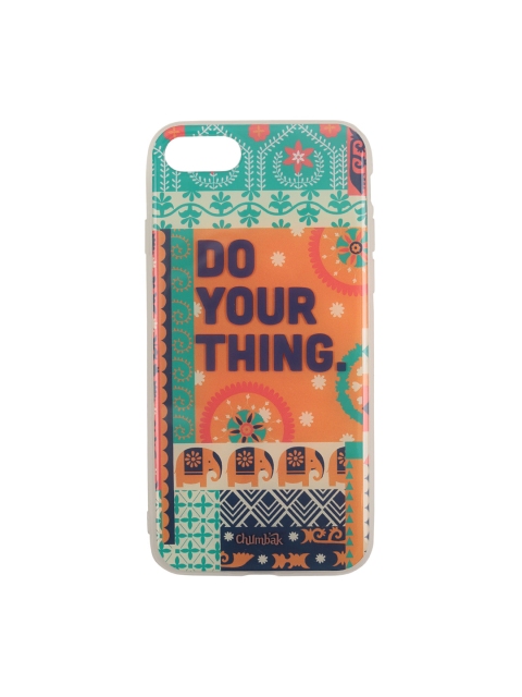 

Chumbak Teal Blue & Mustard Yellow Printed iPhone 7 and SE Mobile Case Cover