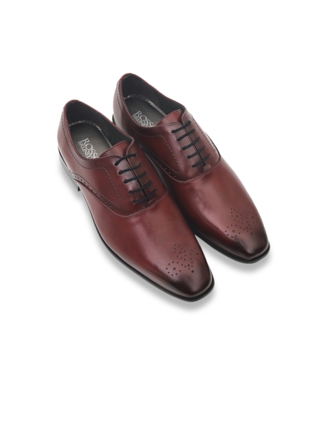 

ROSSO BRUNELLO Men Burgundy Solid Leather Formal Oxfords
