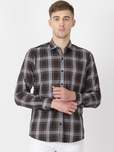 

Monte Carlo Men Brown Regular Fit Checked Casual Shirt
