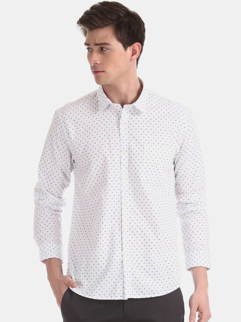 

Ruggers Men White Regular Fit Printed Casual Shirt