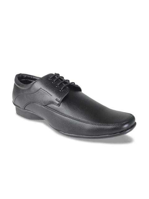 

Vardhra Men Black Textured Leather Formal Derbys