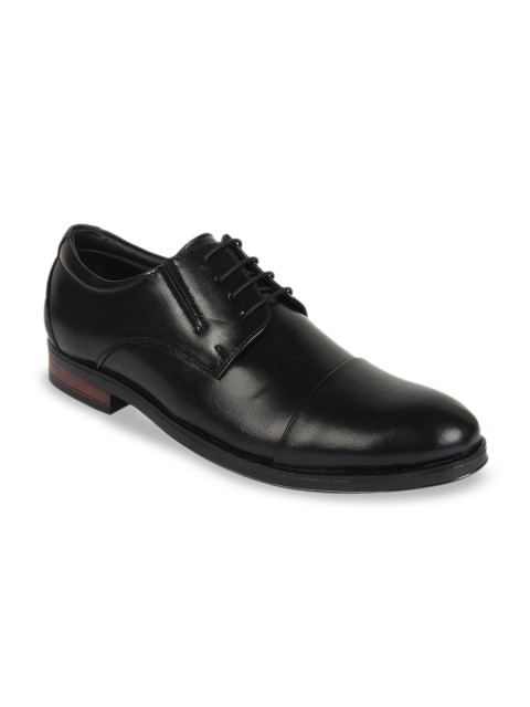 

Vardhra Men Black Solid Leather Formal Derbys