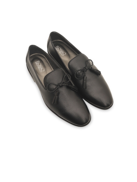 

ROSSO BRUNELLO Men Black Textured Leather Formal Loafers