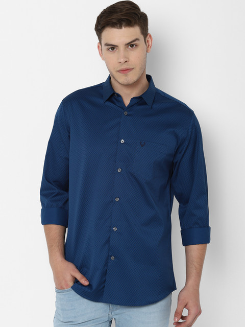 

Allen Solly Men Navy Blue Slim Fit Printed Casual Shirt