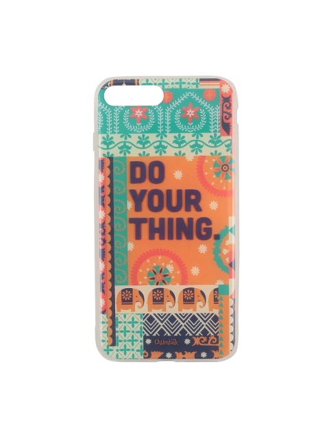

Chumbak Teal Blue & Mustard Yellow Printed iPhone 8 Plus Mobile Case Cover
