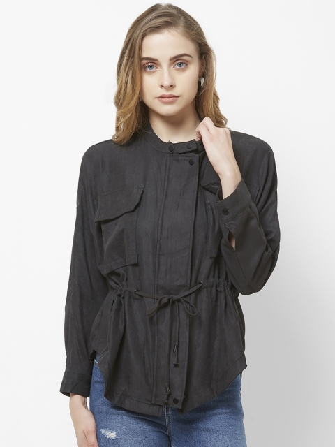 

bebe Women Charcoal Solid Tailored Jacket