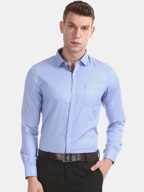 

Excalibur Men Blue Regular Fit Printed Formal Shirt