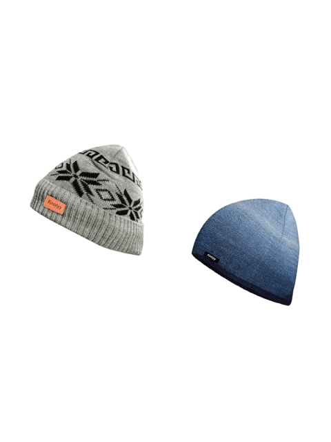 

Knotyy Men Pack Of 2 Multicoloured Self Design Woolen Beanie, Multi