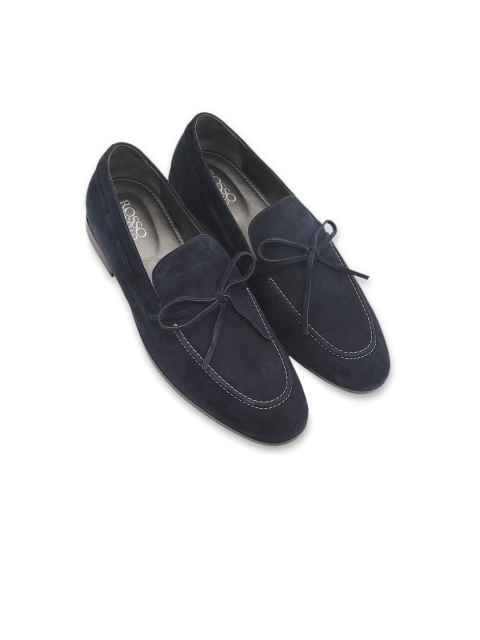 

ROSSO BRUNELLO Men Blue Solid Formal Loafers, Navy blue