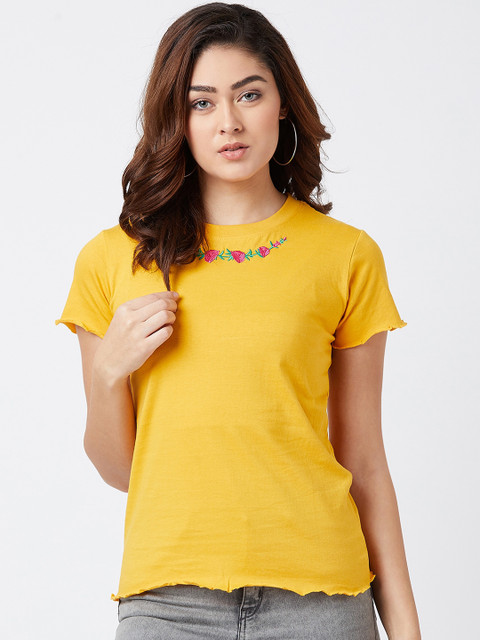 

The Dry State Women Yellow Embroidered Top