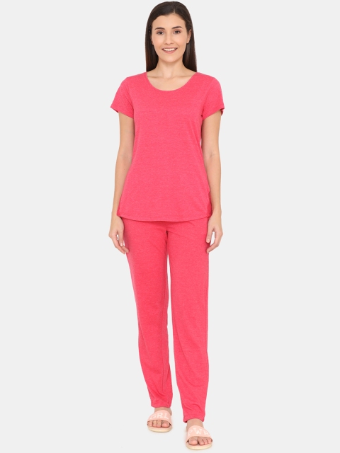 

Zivame Women Pink Solid Night suit