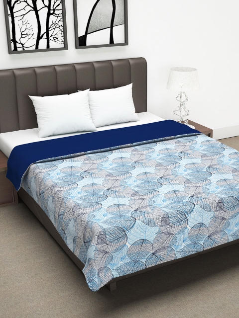 

Divine Casa Blue & Navy Blue Floral AC Room 110 GSM Double Bed Reversible Dohar
