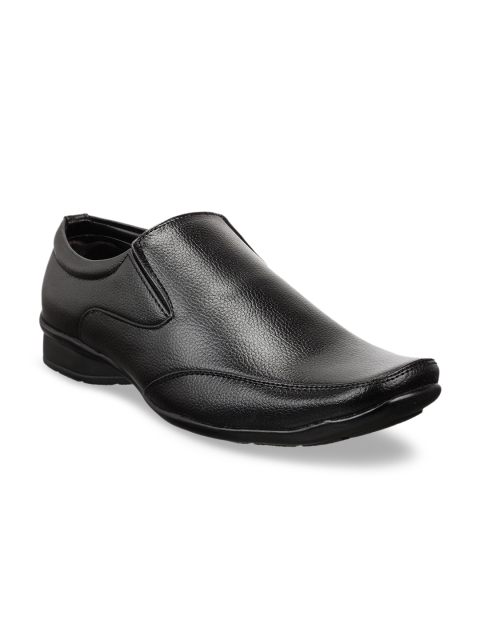 

Vardhra Men Black Textured Formal Slip-Ons