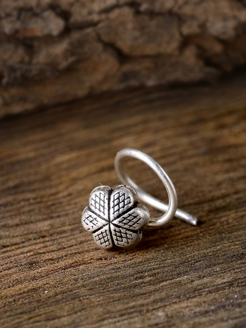 

ADORN by Nikita Ladiwala Oxidised Sterling Silver Floral Nose Stud
