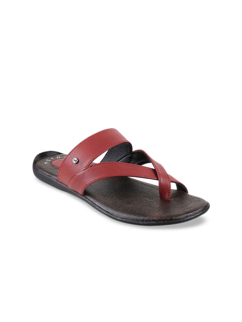 

Metro Men Red Solid Comfort Sandals