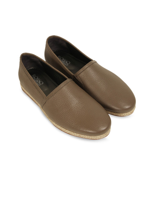 

ROSSO BRUNELLO Men Taupe Textured Leather Formal Loafers