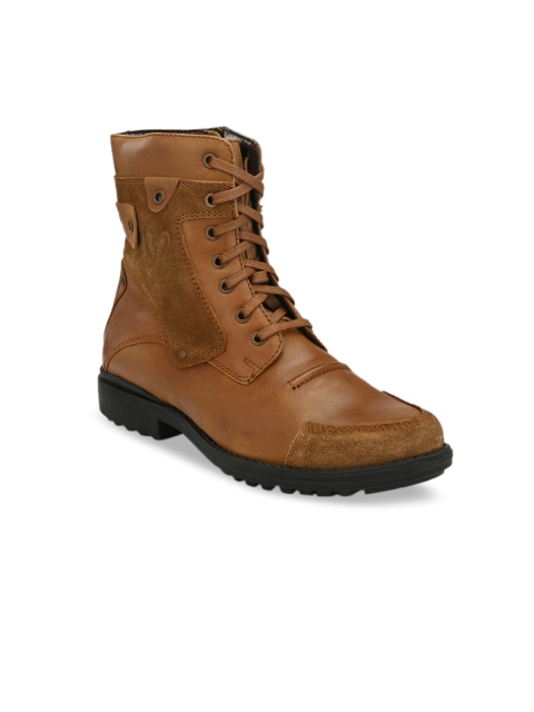 

Delize Men Tan Brown Leather Flat Boots