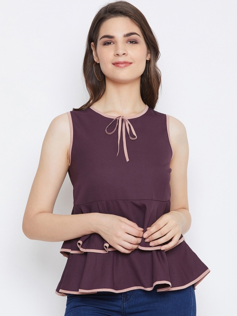 

Imfashini Women Violet Solid Peplum Top