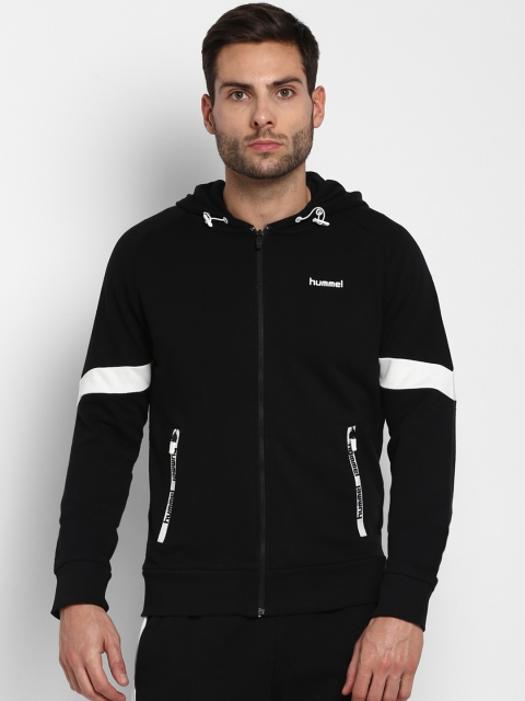 

hummel Men Black Solid Hooded Sweatshirt
