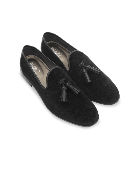 

ROSSO BRUNELLO Men Black Textured Formal Loafers
