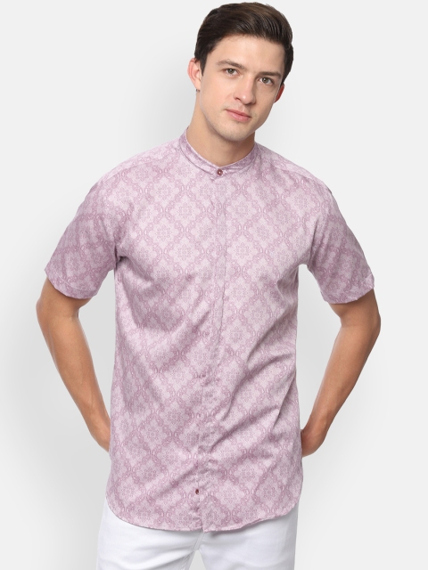 

V Dot Men Pink Slim Fit Printed Casual Shirt