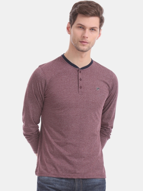 

Ruggers Men Red Solid Mandarin Collar T-shirt