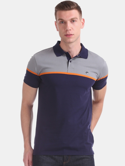 

Ruggers Men Navy Blue Colourblocked Polo Collar T-shirt