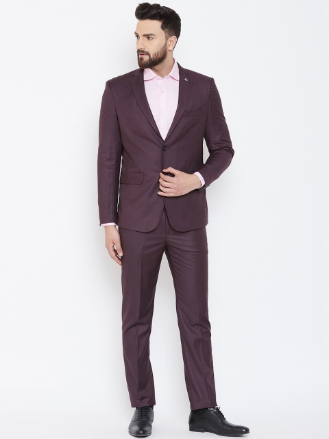 

Canary London Men Burgundy Solid Single-Breasted Slim-Fit 2 Piece Formal Suit