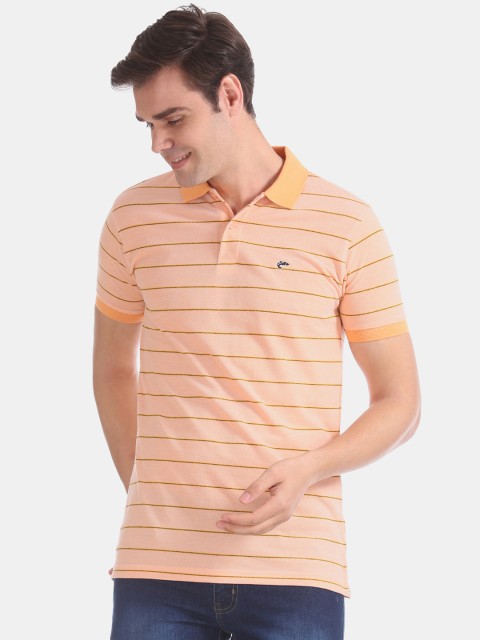 

Ruggers Men Pink Striped Polo Collar Slim Fit T-shirt