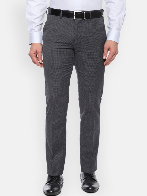 

Van Heusen Men Grey Slim Fit Self Design Formal Trousers