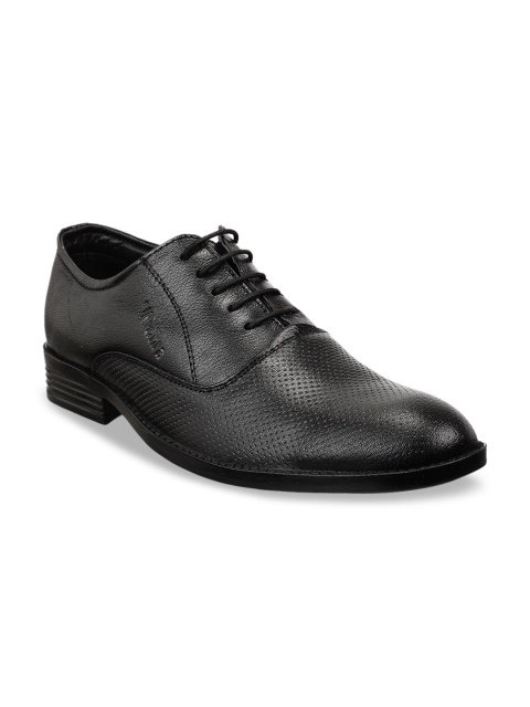 

Vardhra Men Black Textured Leather Formal Derbys