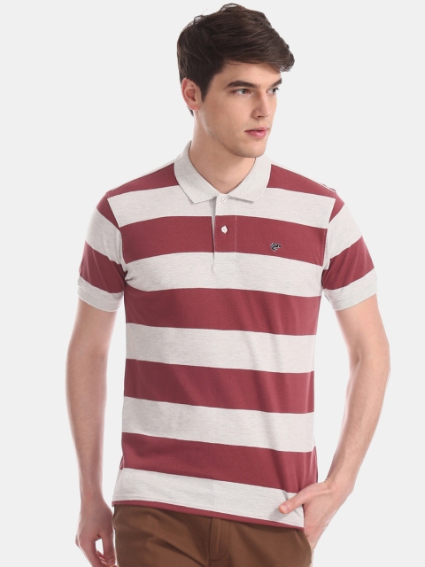 

Ruggers Men Red Striped Polo Collar T-shirt