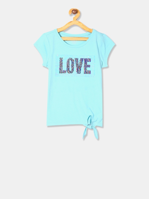 The Childrens Place Girls Blue Flip Sequinned Top